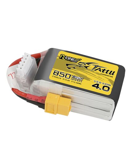 Аккумулятор Tattu R-Line V4.0 850мАч 4S 130C LiPo (XT60), изображение 2 Аккумулятор Tattu R-Line V4.0 850мАч 4S 130C LiPo (XT60), изображение 2