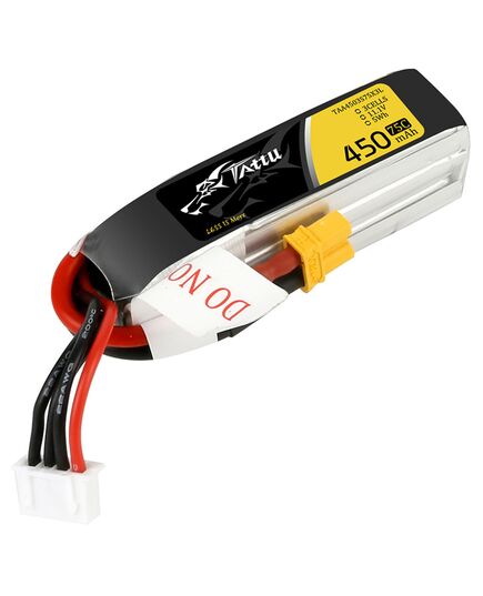 Аккумулятор Tattu 450мАч 3S 75C LiPo (Удлинённый) (XT30), изображение 4 Аккумулятор Tattu 450мАч 3S 75C LiPo (Удлинённый) (XT30), изображение 4