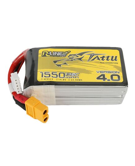 Аккумулятор Tattu R-Line V4.0 1550мАч 4S 130C LiPo (XT60), изображение 3 Аккумулятор Tattu R-Line V4.0 1550мАч 4S 130C LiPo (XT60), изображение 3